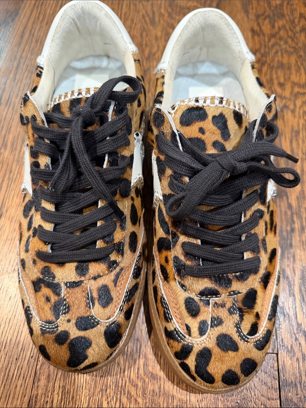 Dolce Vita Leopard-Calf Hair Lace-Up Sneakers - Brown/Black